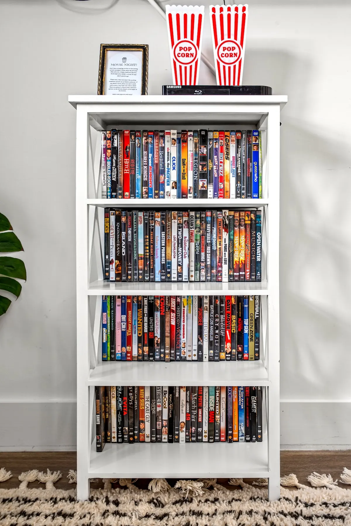 Go old school! Enjoy a curated DVD collection for a nostalgic movie night in. Popcorn buckets provided — just bring the snacks