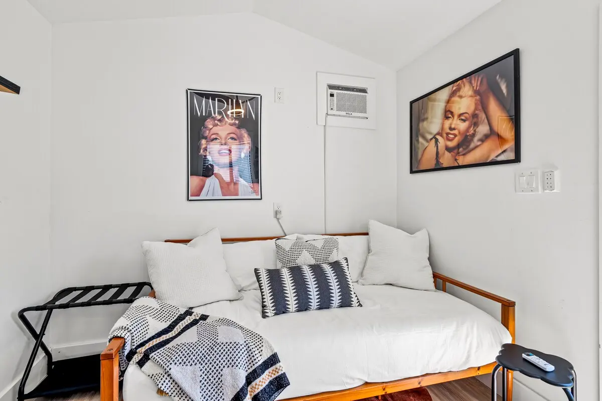 The detached studio—aka the Marilyn Room—gives you a bonus space to chill or nap in total peace