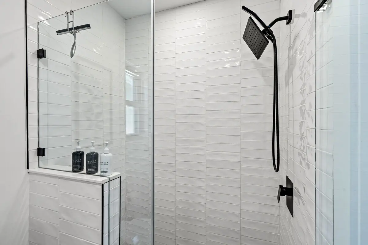 Step into the oversized rainfall shower for a spa-like start (or end) to your day. Shampoo, conditioner, and body wash — all included.