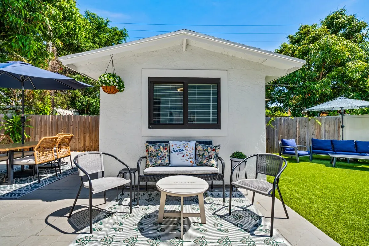 Welcome to your own private oasis ☀️ This cozy patio nook is perfect for morning coffee or evening cocktails.