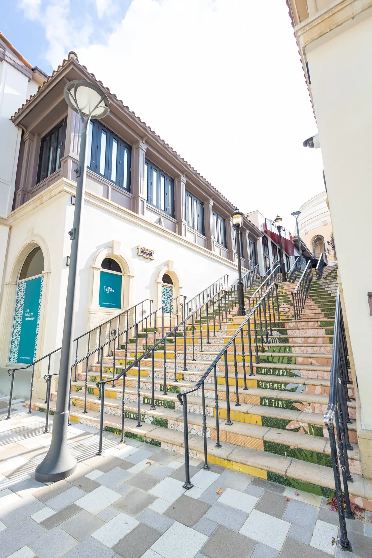 Gorgeous mission architecture at The Square, WPB's experiential neighborhood with dining, live music and activities.